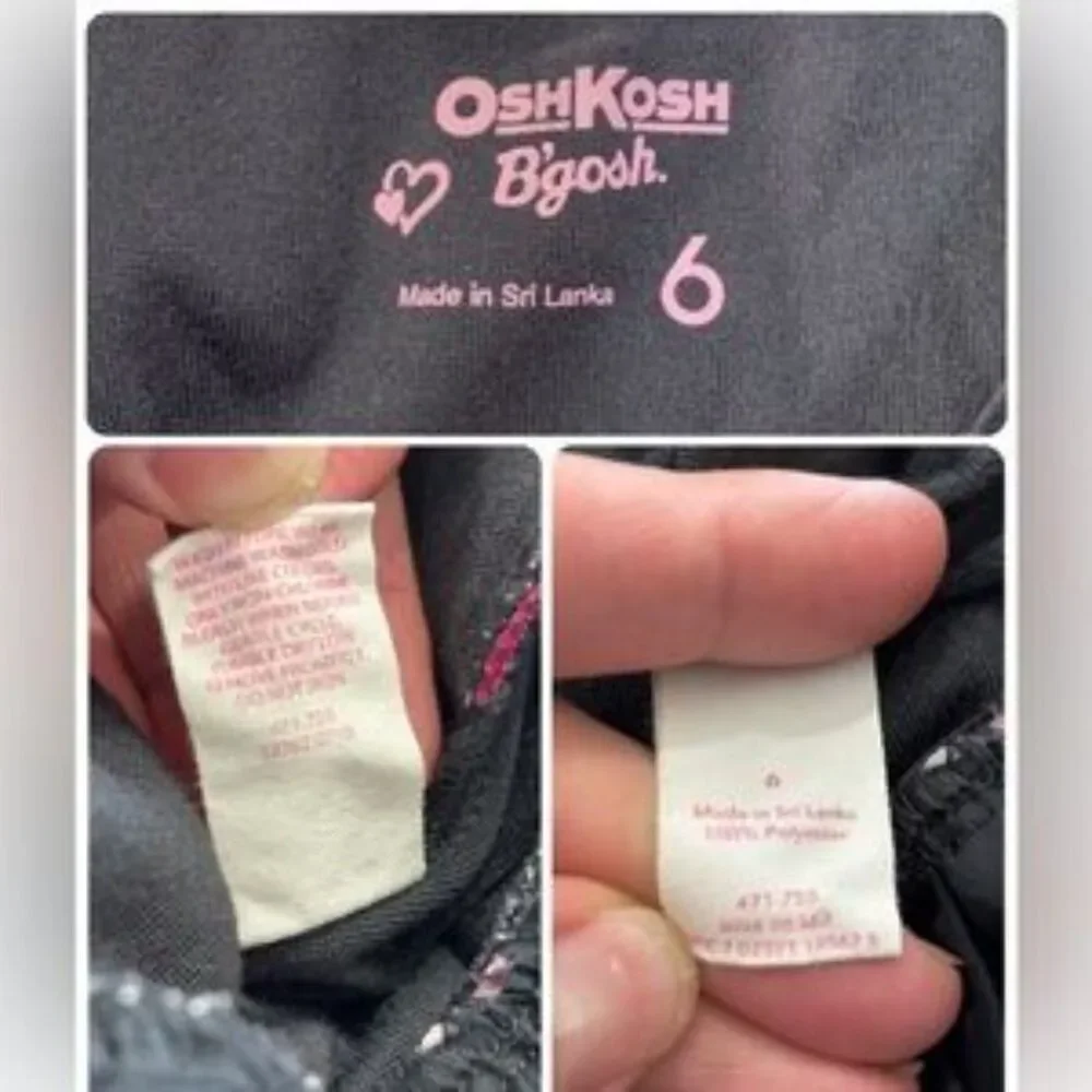 OshKosh B’Gosh | Girls Black Velour Pink Polka Dot Mini Puff Skirt Dress Size 6